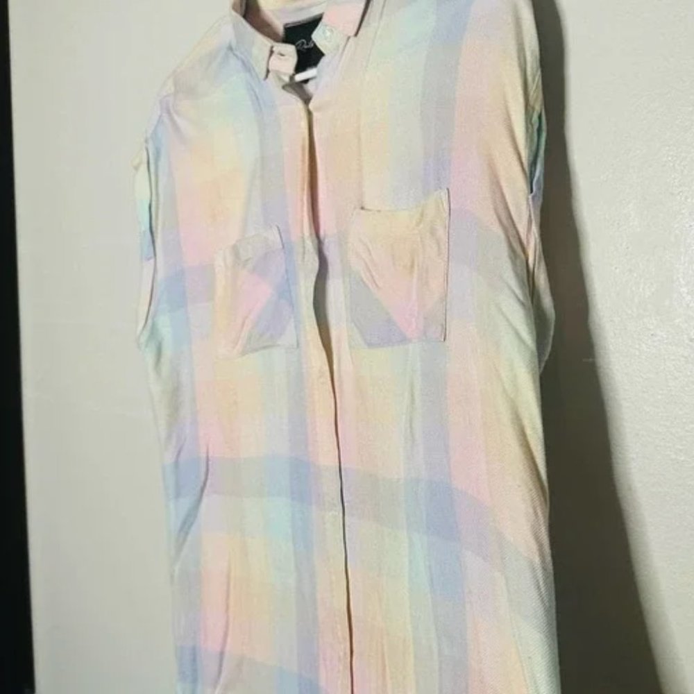 Rails Pastel Patchwork Button Up Front Collared S… - image 4